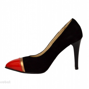 Pantofi stiletto dama eleganti din piele naturala velur