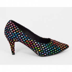 Pantofi stiletto multicolori dama eleganti din piele naturala 