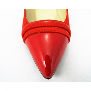 Pantofi stiletto rosii dama eleganti din piele naturala