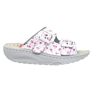 Papuci Piumetta 6273 alb cu floricele - dama