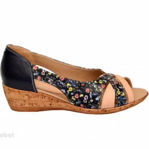 Sandale dama multicolore cu platforma din piele naturala cod S62 - Img 3