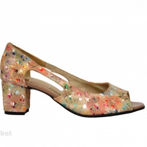 Sandale multicolore dama din piele naturala toc 5 cm