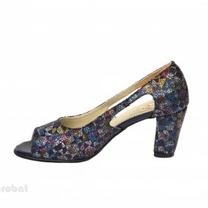 Sandale multicolore dama din piele naturala toc 7,5 cm