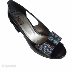 Sandale negre dama din piele naturala toc aplicat 6 cm