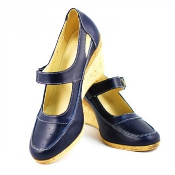 Pantofi dama piele naturala bleumarin cu platforma