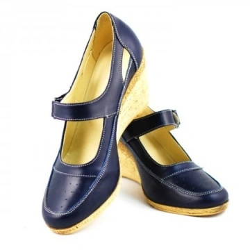 Pantofi dama piele naturala bleumarin cu platforma