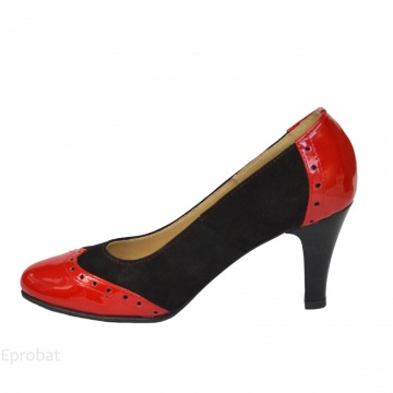 Pantofi negru cu rosu dama eleganti din piele naturala