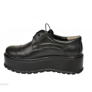 Pantofi negri dama cu talpa inalta 5,5 cm din piele naturala