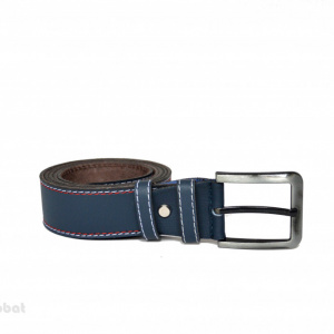 Curea piele naturala Bleumarin cu cusaturi (latime 3,7 cm) - cod C146 - Img 3