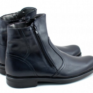 Ghete barbati piele naturala Negre casual-elegante cu fermoar 