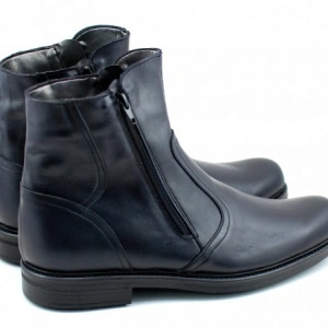 Ghete barbati piele naturala Negre casual-elegante cu fermoar 