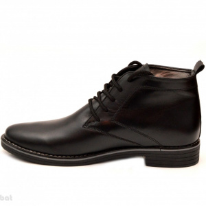 Ghete barbati negre din piele naturala, casual-elegante, cu sireturi.