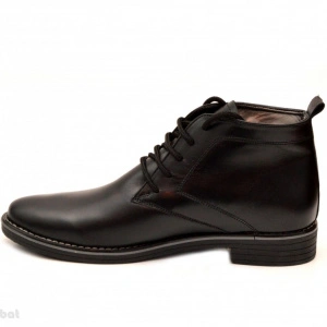 Ghete barbati negre din piele naturala, casual-elegante, cu sireturi.