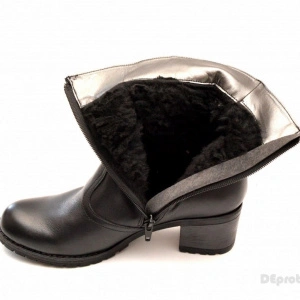 Ghete dama casual-elegante negre din piele naturala
