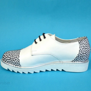 Pantofi albi dama casual din piele naturala