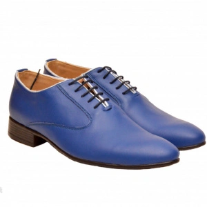 Pantofi barbati piele naturala albastri casual-eleganti cod P165A - Editie de LUX