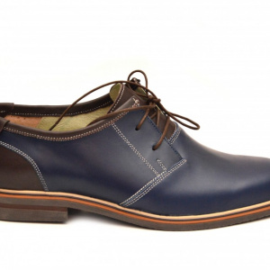 Pantofi barbati piele naturala bleumarin casual cu siret cod P122 - Img 3