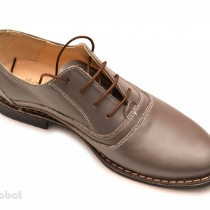 Pantofi barbati piele naturala Gri casual-eleganti cu siret