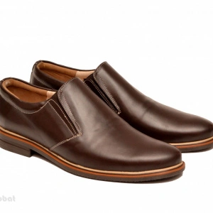 Pantofi barbati piele naturala maro casual-eleganti cu elastic cod P147