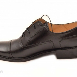 Pantofi barbati piele naturala negri casual-eleganti cu siret