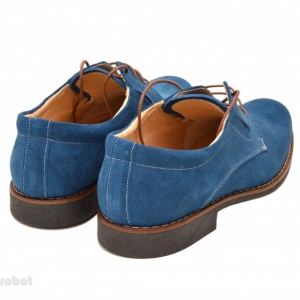Pantofi barbati piele naturala velur Albastri electric casual-office