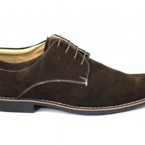 Pantofi barbati piele naturala velur maro casual-eleganti cu siret