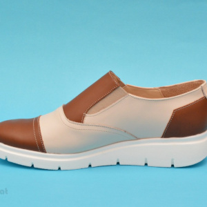 Pantofi dama bej casual-eleganti din piele naturala cu elastic