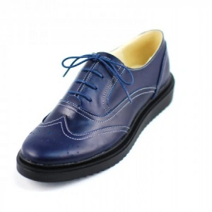 Pantofi dama bleumarin casual-eleganti din piele naturala Oxford