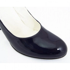 Pantofi dama bleumarin eleganti din piele naturala lacuita cu toc de 9 cm