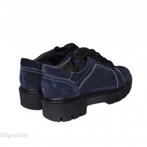 Pantofi dama bleumarin lucrati manual din piele naturala velur cod P201 - Img 2