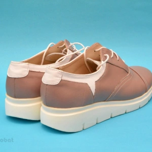 Pantofi dama crem cu alb casual-eleganti din piele naturala