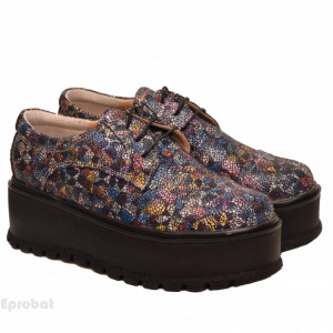 Pantofi dama cu talpa inalta 5,5 cm multicolori din piele naturala cod P178