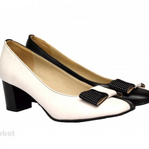 Pantofi dama cu toc aplicat din piele naturala cod P358