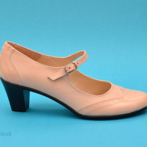 Pantofi dama eleganti din piele naturala bej cu toc de 5 cm cod P118BEJ - Img 3