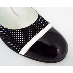 Pantofi dama eleganti din piele naturala negri cu buline