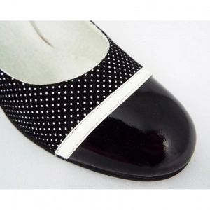 Pantofi dama eleganti din piele naturala negri cu buline