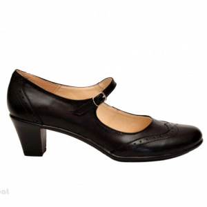Pantofi dama eleganti din piele naturala negri cu toc de 5 cm