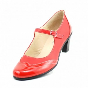 Pantofi dama eleganti din piele naturala rosii cu toc de 5 cm