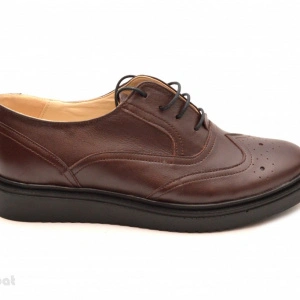 Pantofi dama maro casual-eleganti din piele naturala Oxford Brown