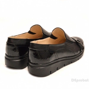 Pantofi dama negri sport-casual din piele naturala cu elastic