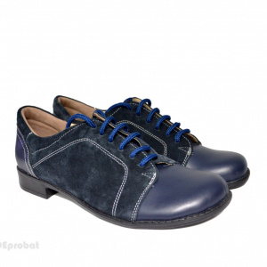Pantofi dama piele naturala bleumarin cu siret cod P95BL