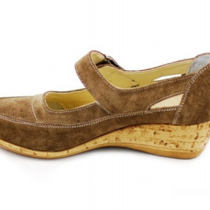 Pantofi dama piele naturala maro velur cu platforma cod P87MVEL - Made in Romania - Img 5