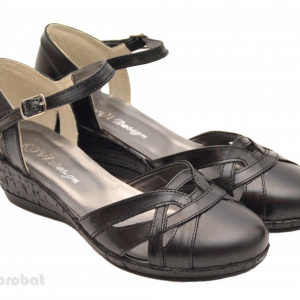 Pantofi dama piele naturala negri cu bareta cod P36