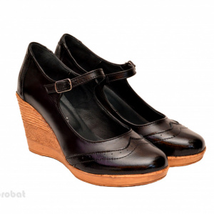 Pantofi dama piele naturala negri cu platforma cod P171N