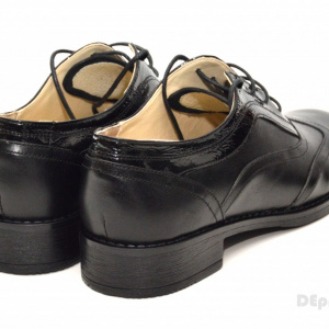 Pantofi dama piele naturala negri cu siret