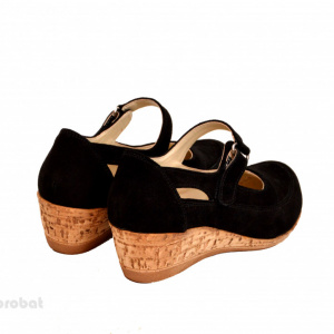 Pantofi dama piele naturala negri velur cu platforma