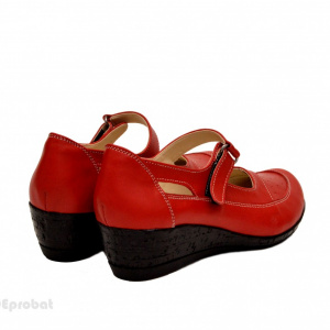 Pantofi dama piele naturala rosii cu platforma