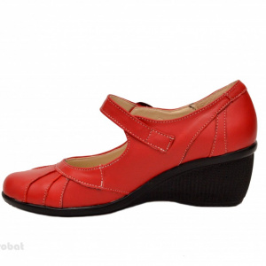 Pantofi dama rosii din piele naturala cu platforma cod P156R - Made in Romania - Img 4