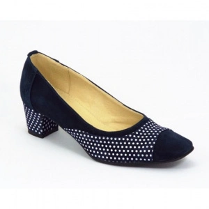 Pantofi eleganti dama bleumarin din piele naturala velur cod P321