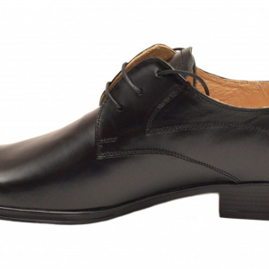 Pantofi negri barbati piele naturala casual-eleganti cu siret